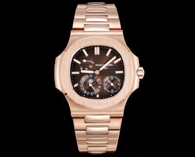Patek Philippe Nautilus Women Cal.240PS 40mm Rose Gold Stainless Steel Strap Brown Dial Watch